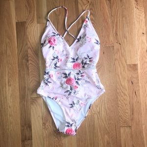 Cupshe Medium Pink Floral One-Piece Bathing Suit